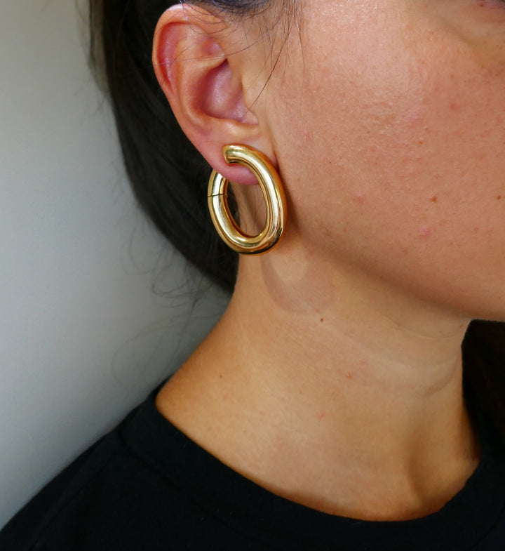 Vintage Yellow Gold Clip-on Hoop Earrings