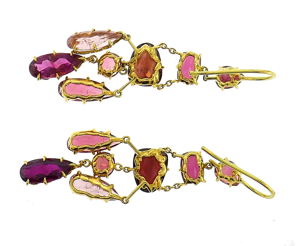 Vintage H Stern Tourmaline Yellow Gold Earrings Dangle