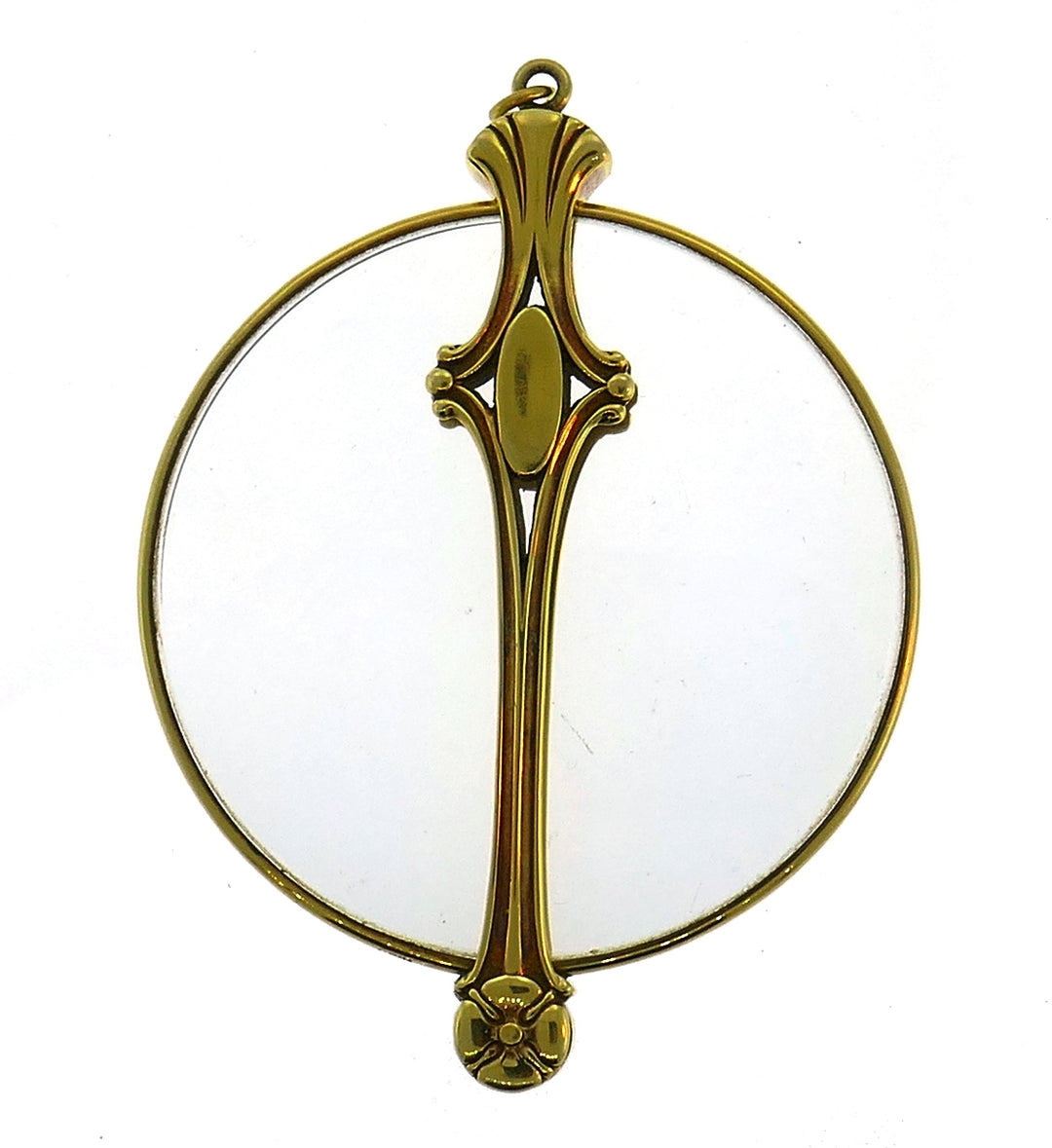 Art Nouveau Yellow Gold Magnifying Glass Pendant