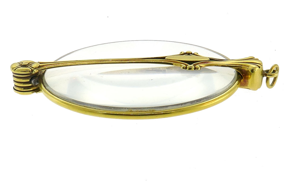 Art Nouveau Yellow Gold Magnifying Glass Pendant