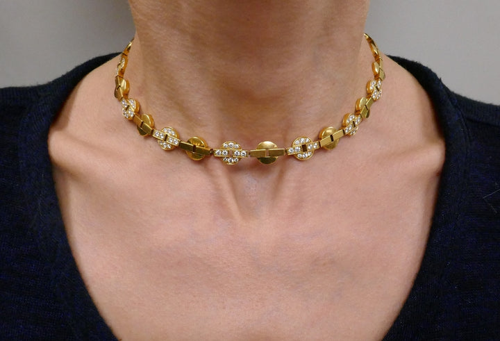 Vintage Cartier Himalia Diamond Yellow Gold Necklace