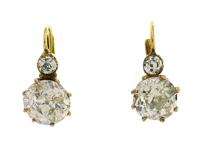 Victorian Diamond Earrings 14k Gold Antique Jewelry