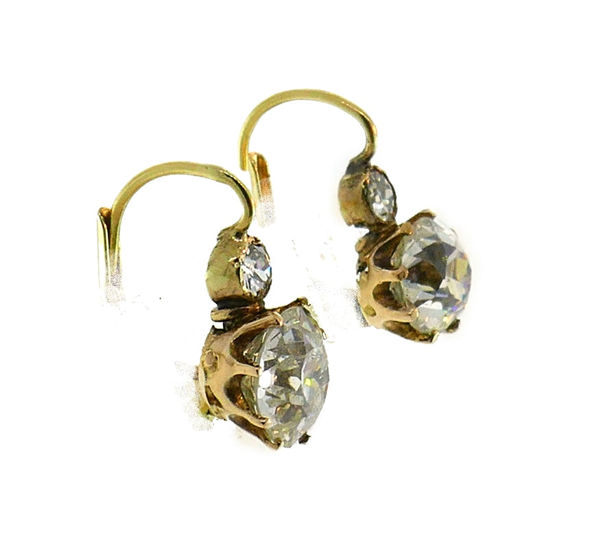 Victorian Diamond Earrings 14k Gold Antique Jewelry