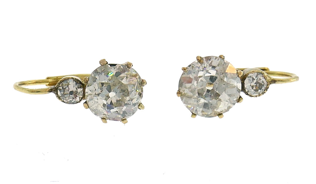 Victorian Diamond Earrings 14k Gold Antique Jewelry