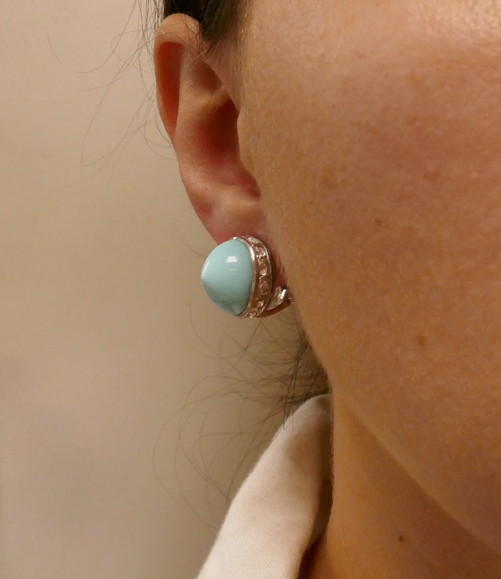 Vintage Fred Leighton Earrings Turquoise Platinum Stud