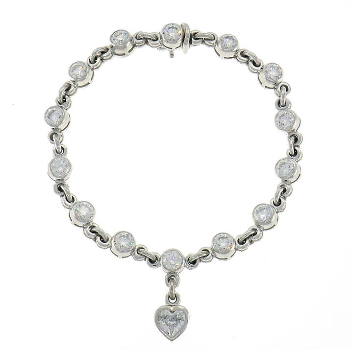 Graff Diamond 18k White Gold Bracelet with Heart Diamond Charm