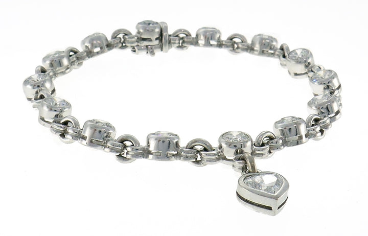 Graff Diamond 18k White Gold Bracelet with Heart Diamond Charm