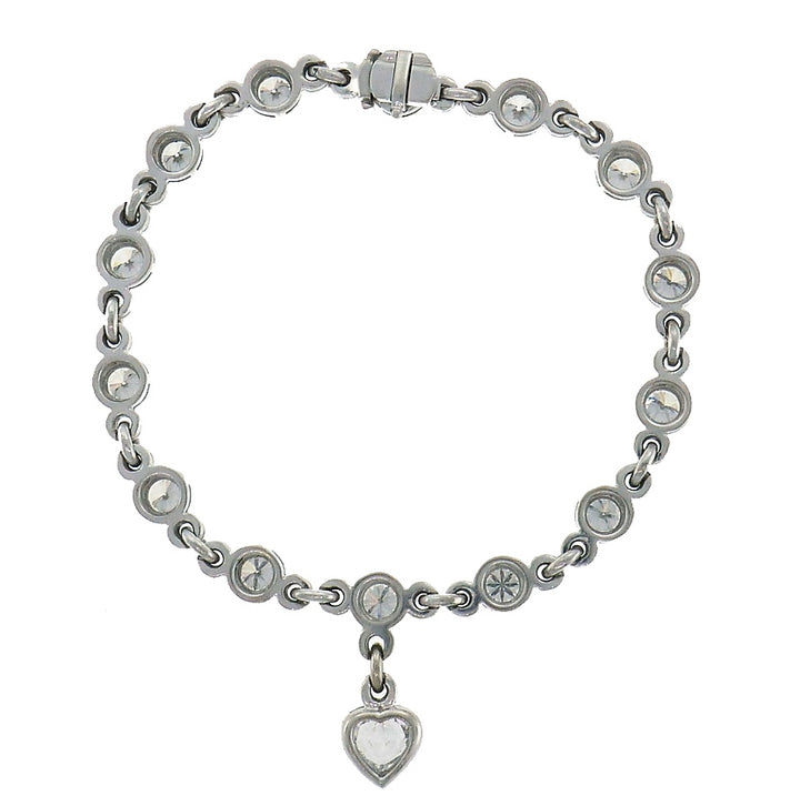 Graff Diamond 18k White Gold Bracelet with Heart Diamond Charm