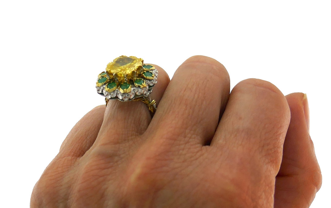 Mario Buccellati Yellow Sapphire 18k Gold Ring Estate Jewelry