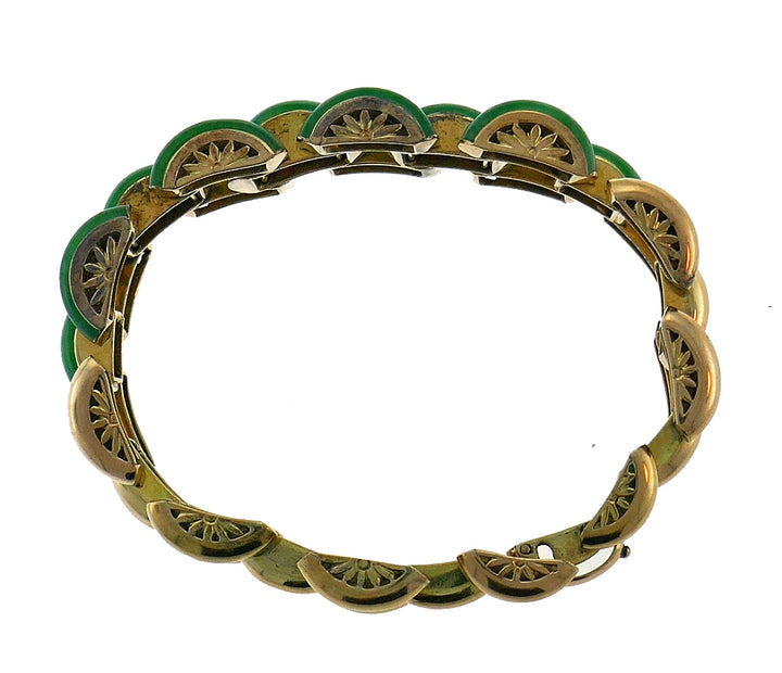 Marsh & Co. Jade 14k Yellow Gold Retro Bracelet