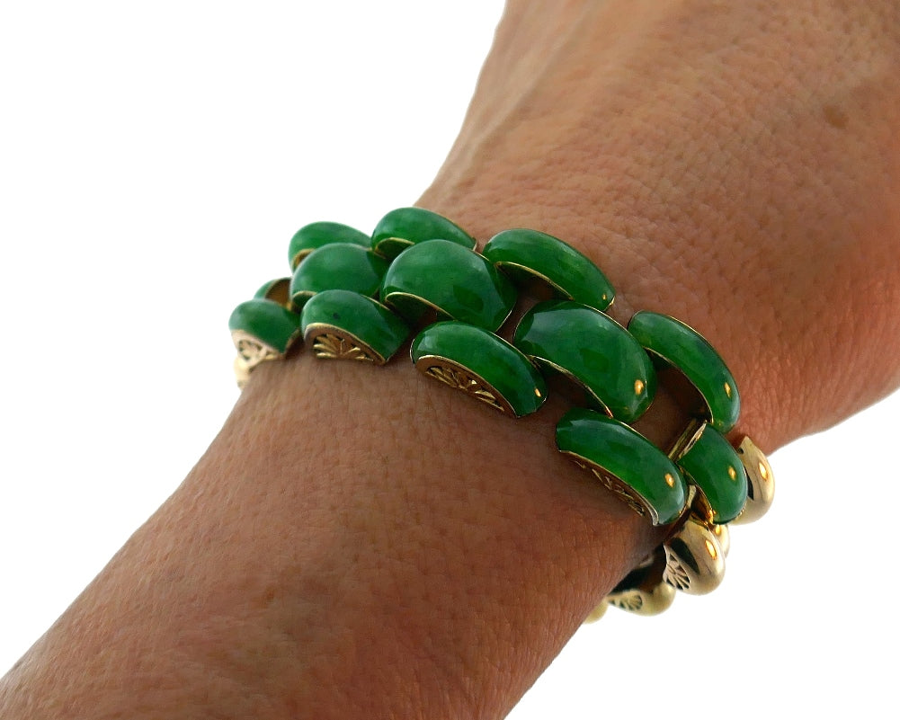 Marsh & Co. Jade 14k Yellow Gold Retro Bracelet