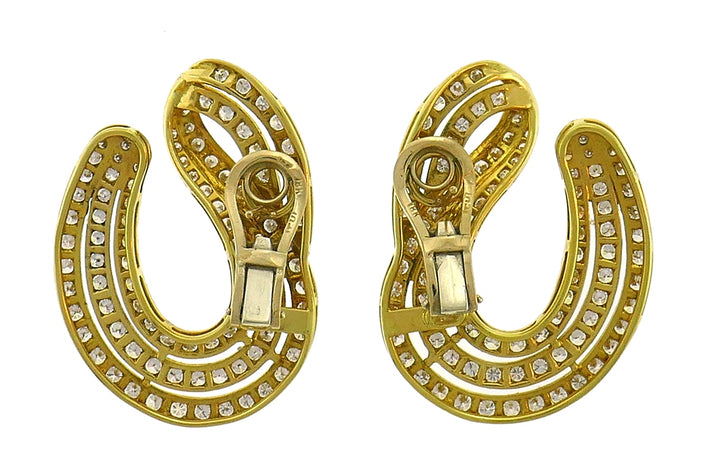 Vintage Diamond 18 karat Yellow Gold Earrings