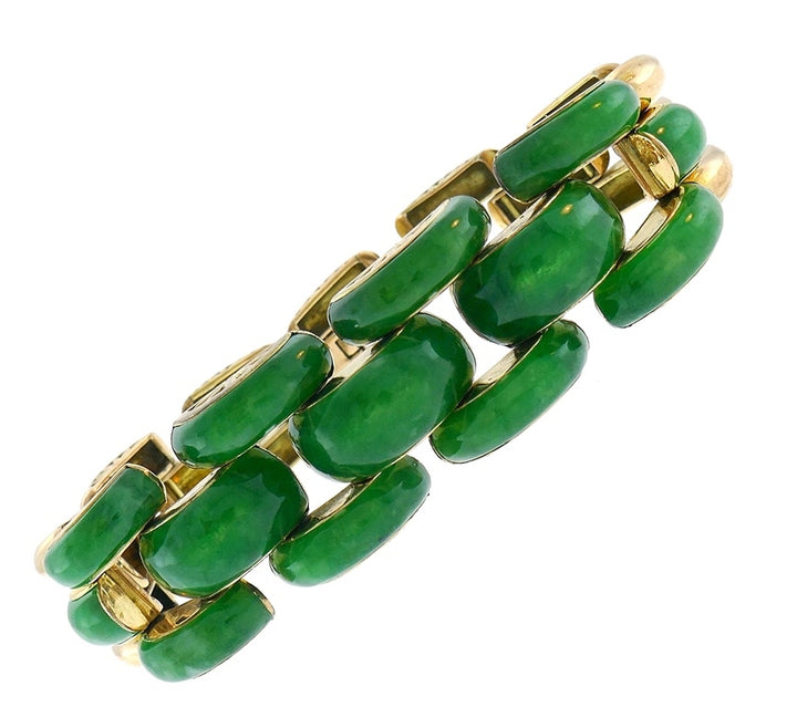 Marsh & Co. Jade 14k Yellow Gold Retro Bracelet