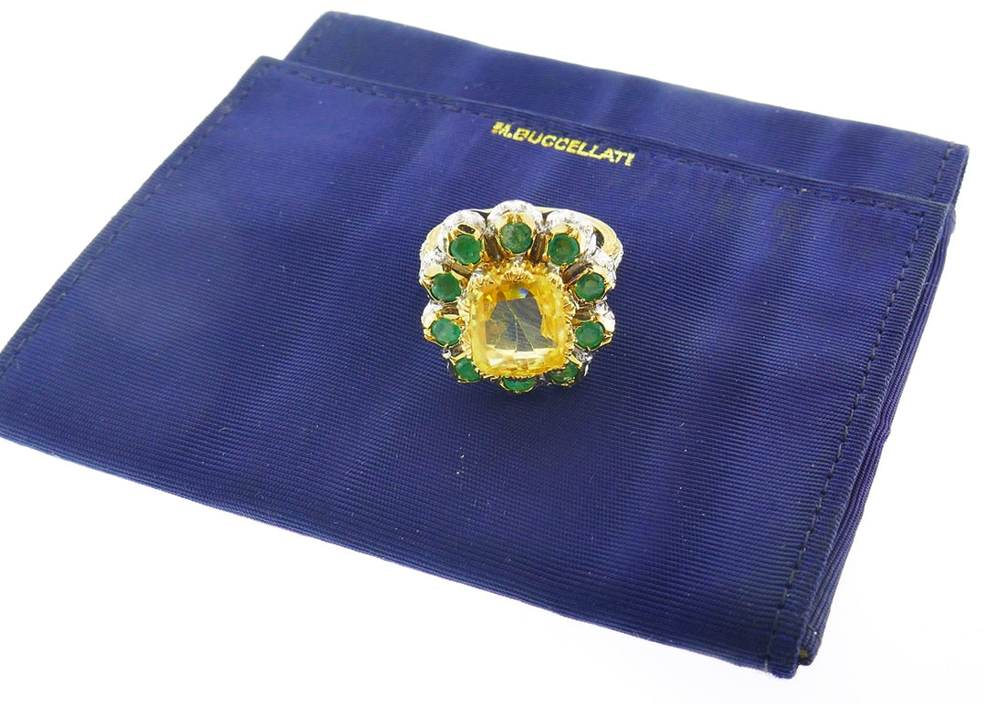 Mario Buccellati Yellow Sapphire 18k Gold Ring Estate Jewelry