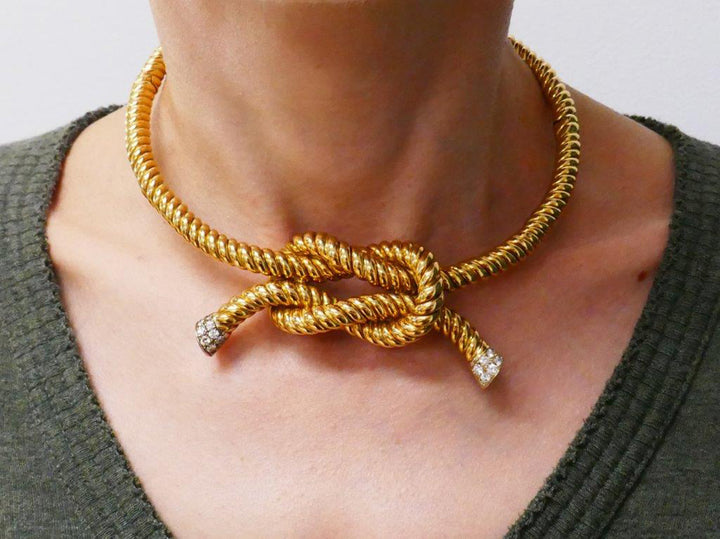 Rene Boivin Knot Vintage Necklace 18k Gold Retro Jewelry