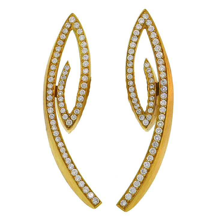 Vintage Diamond 18k Yellow Gold Earrings