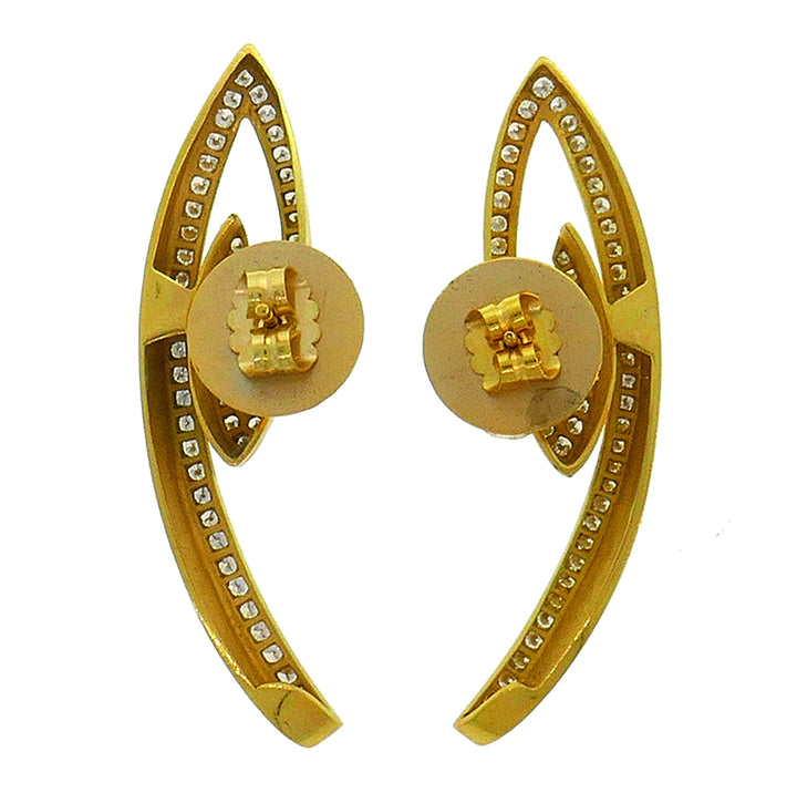 Vintage Diamond 18k Yellow Gold Earrings