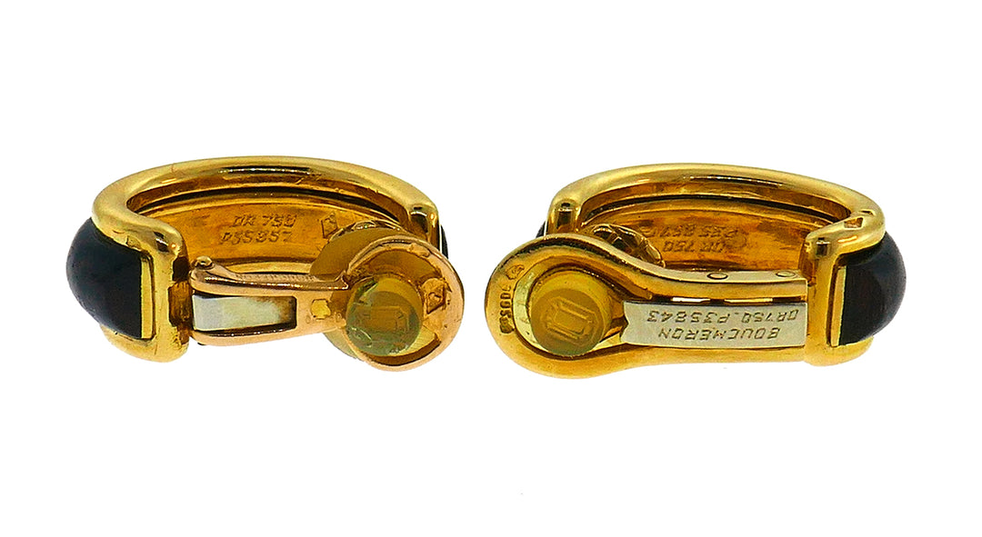 Vintage Boucheron Wood 18k Gold Ring Earrings Set