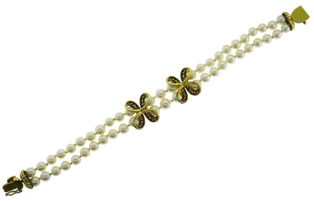 Vintage La Triomphe Pearl 18k Yellow Gold Bracelet