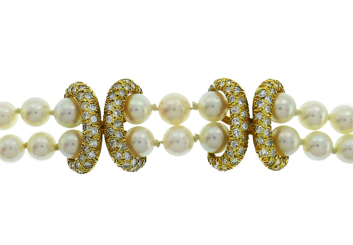 Vintage La Triomphe Pearl 18k Yellow Gold Bracelet