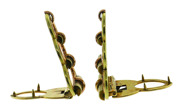 Cartier 14k Gold Double Clip Pin Brooch, Retro 1940s