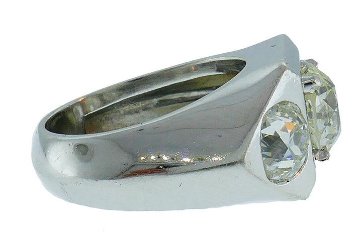 Art Deco French Diamond Platinum Ring Signed SB