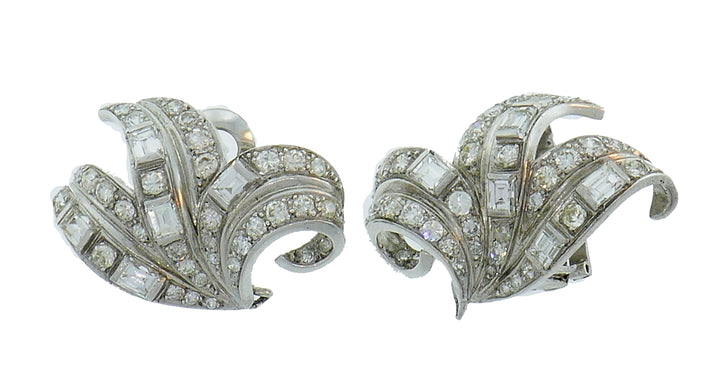 Art Deco Diamond Platinum Earrings