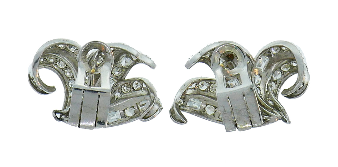 Art Deco Diamond Platinum Earrings