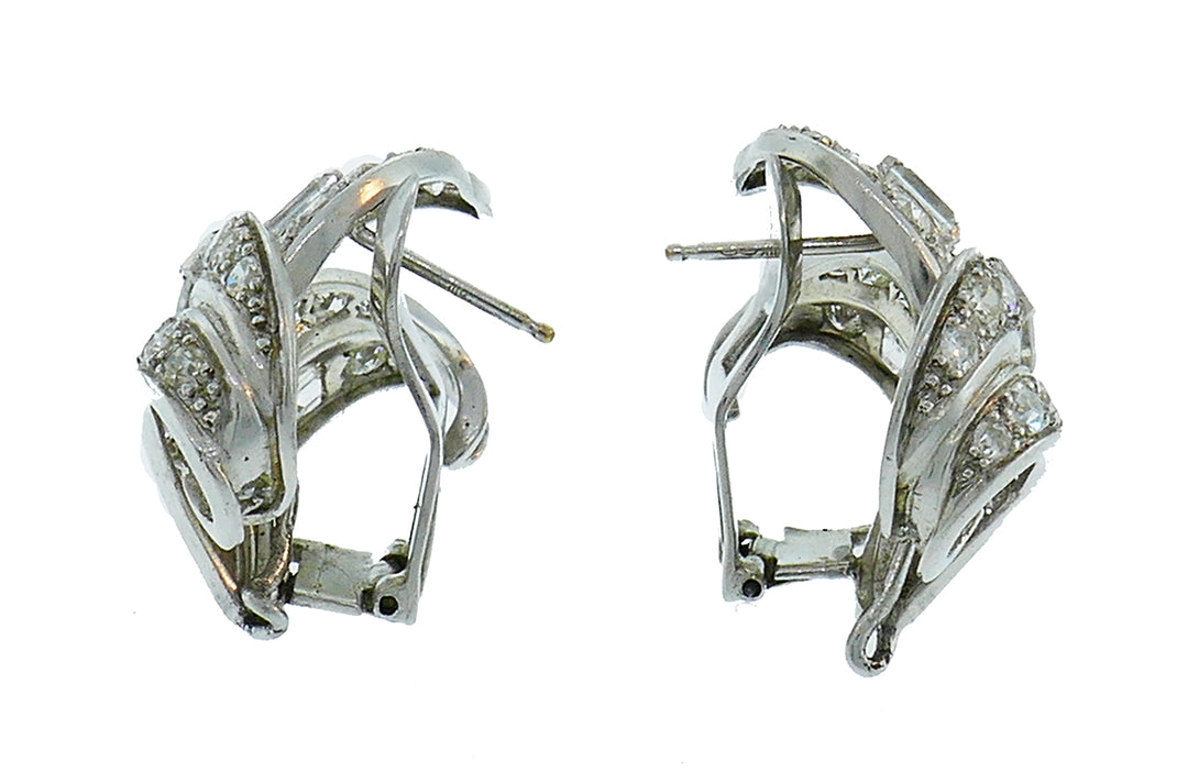 Art Deco Diamond Platinum Earrings