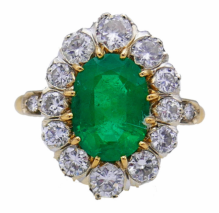 Vintage Emerald Diamond 14k Gold Ring