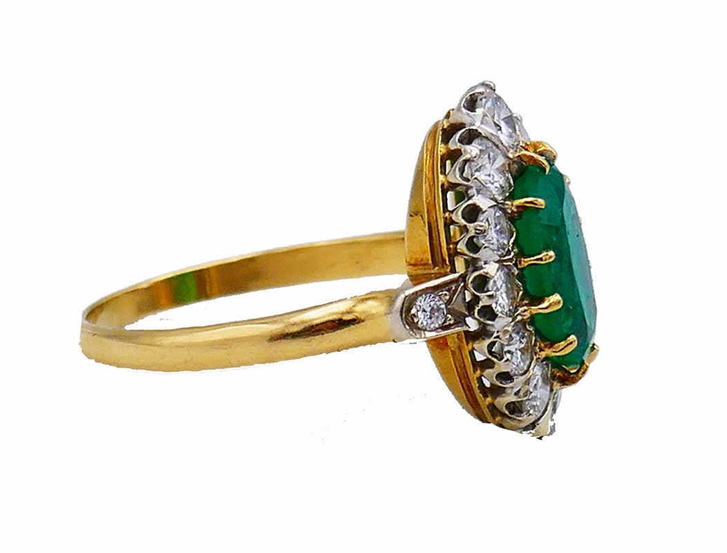 Vintage Emerald Diamond 14k Gold Ring