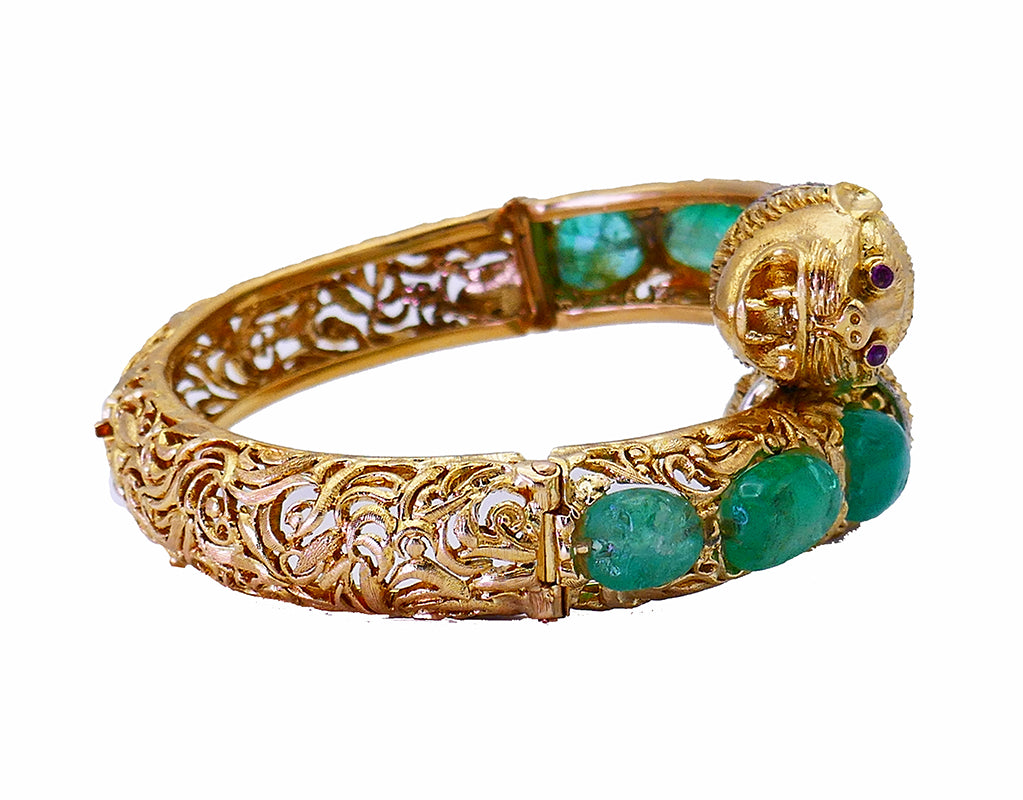 Vintage Zolotas 18k Gold Chimera Bangle Bracelet