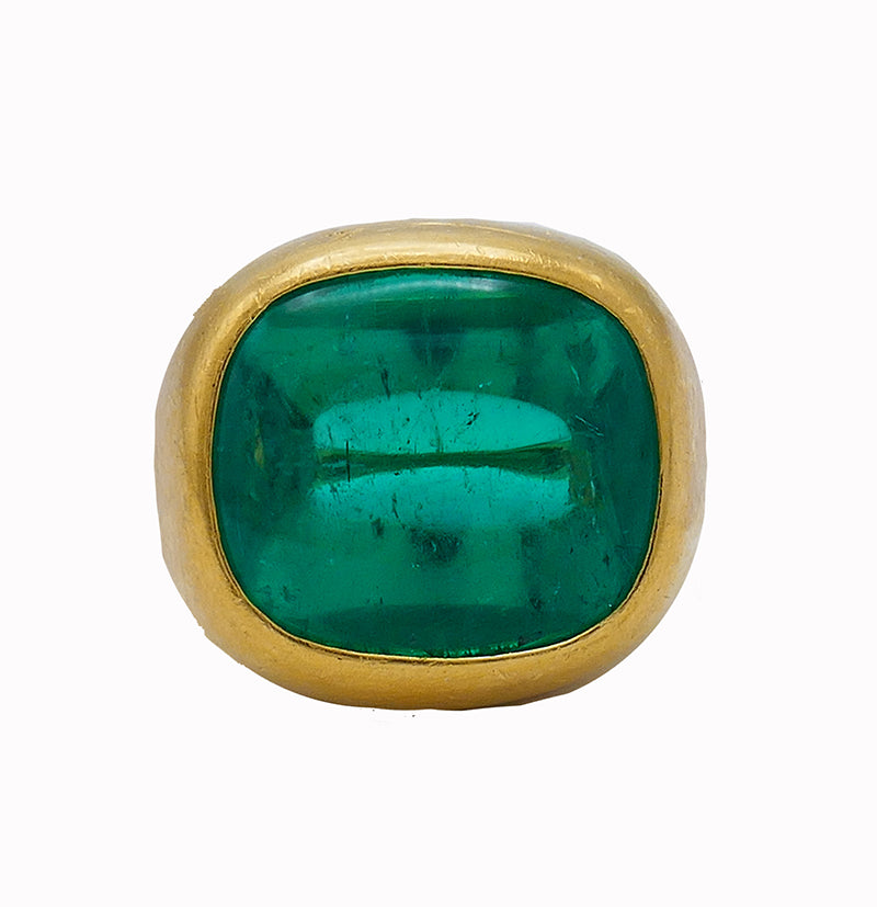 Vintage Colombian Emerald AGL 18k Gold Ring