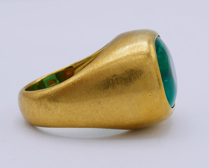 Vintage Colombian Emerald AGL 18k Gold Ring