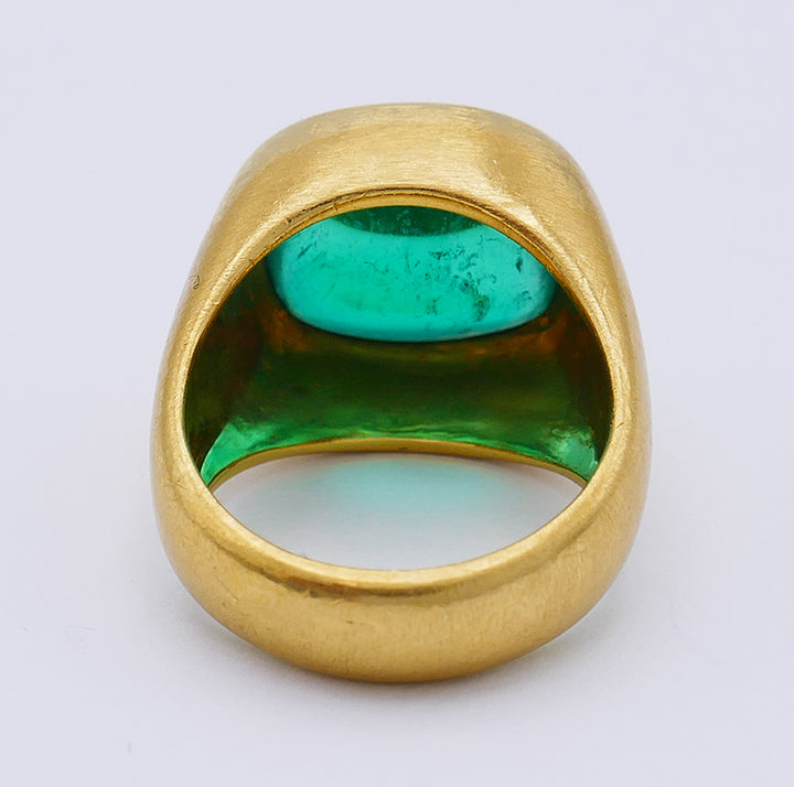 Vintage Colombian Emerald AGL 18k Gold Ring