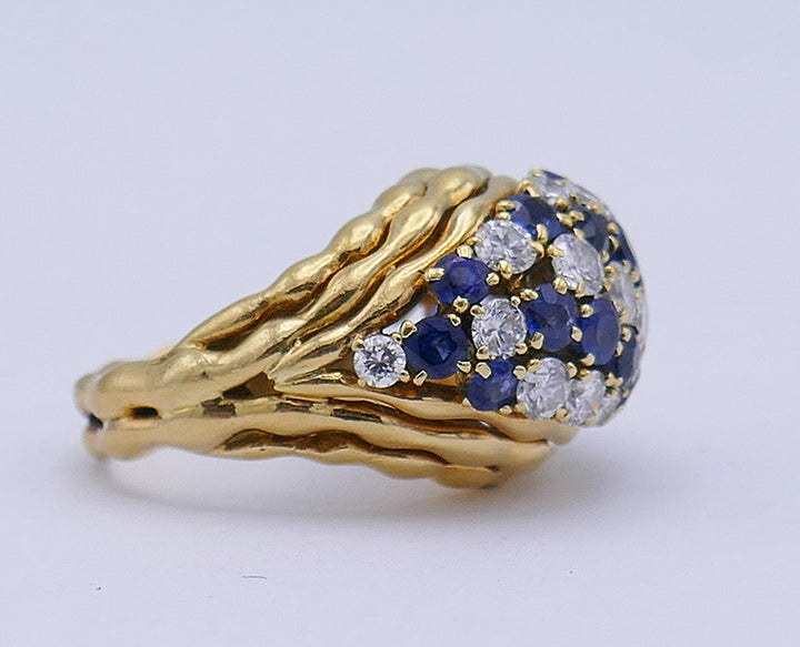 Vintage Boucheron Ring 18k Gold Diamond Sapphire Jewelry