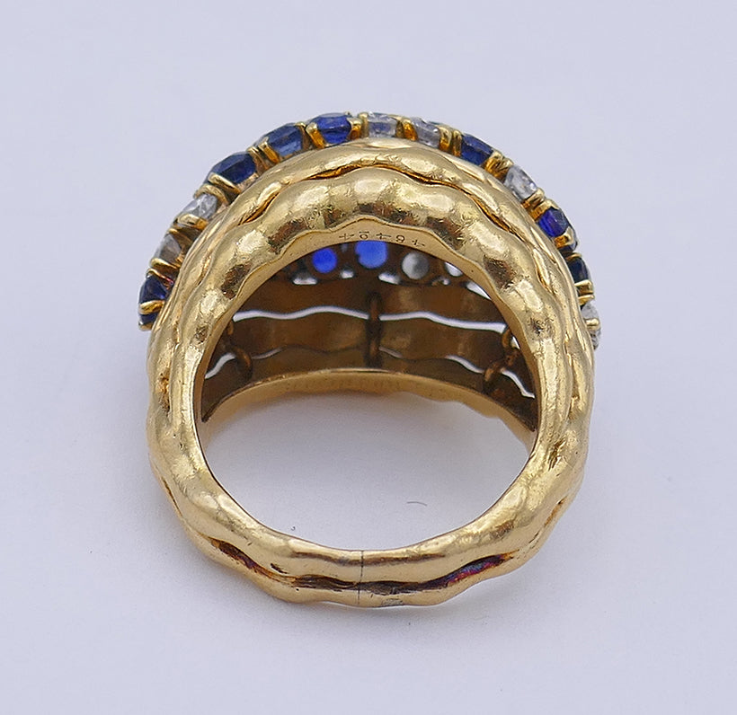 Vintage Boucheron Ring 18k Gold Diamond Sapphire Jewelry