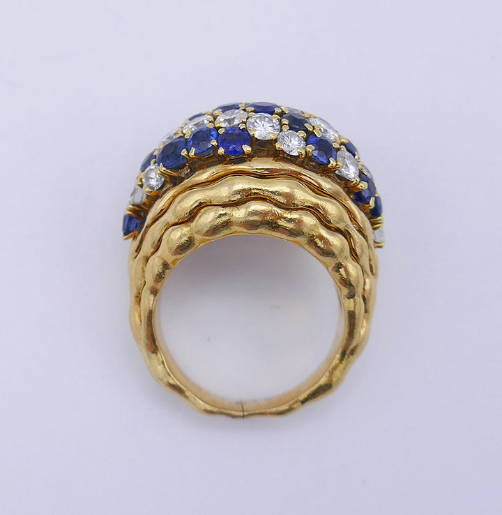 Vintage Boucheron Ring 18k Gold Diamond Sapphire Jewelry