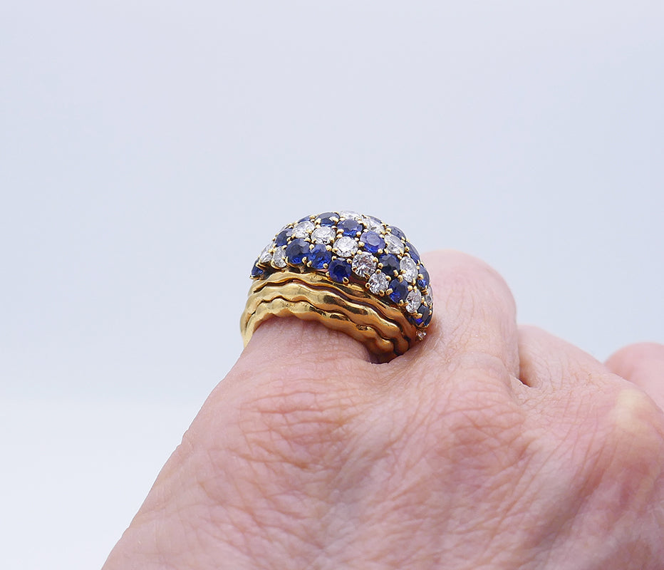 Vintage Boucheron Ring 18k Gold Diamond Sapphire Jewelry