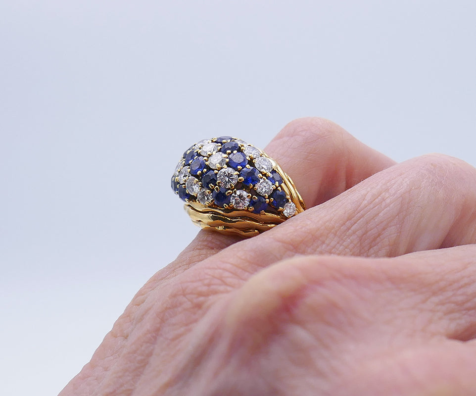 Vintage Boucheron Ring 18k Gold Diamond Sapphire Jewelry