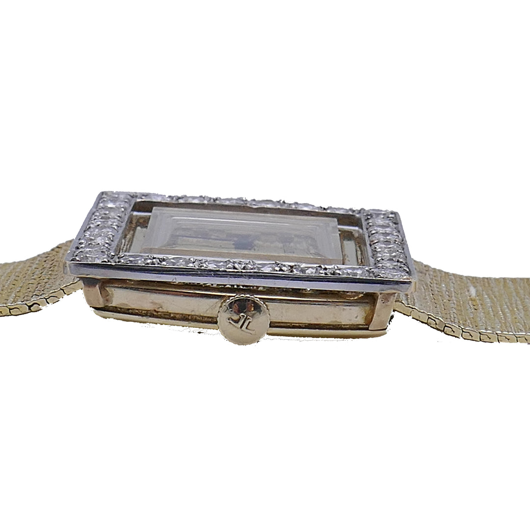 Vintage Jaeger-Le-Coultre Diamond 14k Gold Watch Bracelet