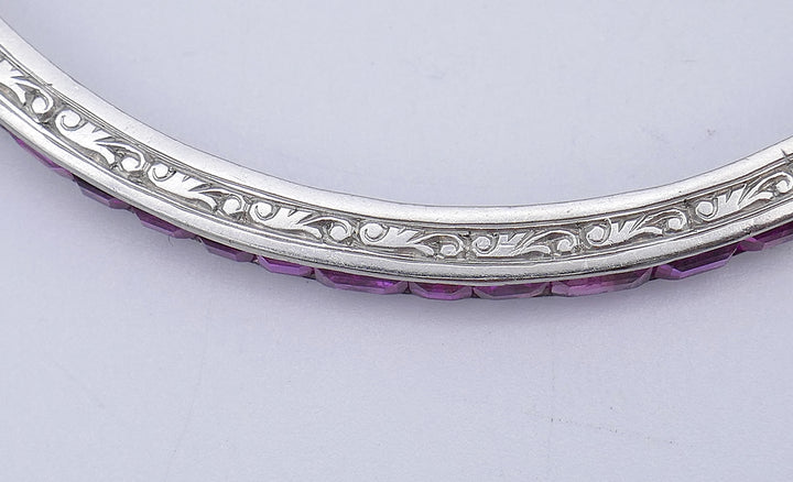 Art Deco Platinum Bangle Bracelet French, A Set of Two