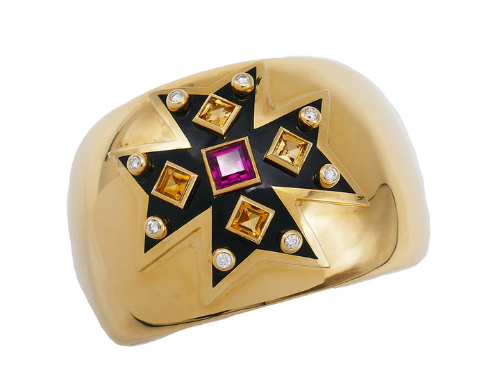 Verdura Maltese Cross Cuff Bracelet 18k Gold Estate Jewelry