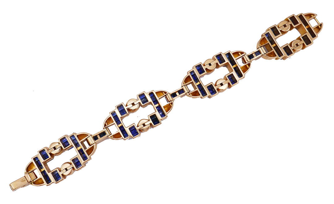 Gubelin Vintage Bracelet 18k Gold Sapphire Estate Jewelry