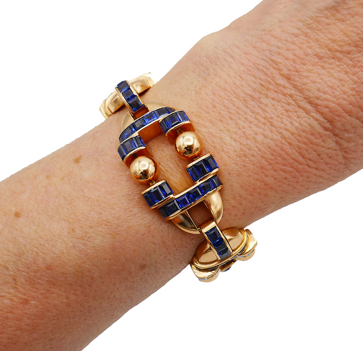 Gubelin Vintage Bracelet 18k Gold Sapphire Estate Jewelry