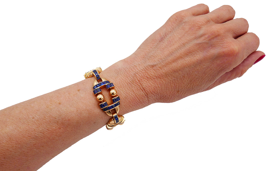 Gubelin Vintage Bracelet 18k Gold Sapphire Estate Jewelry