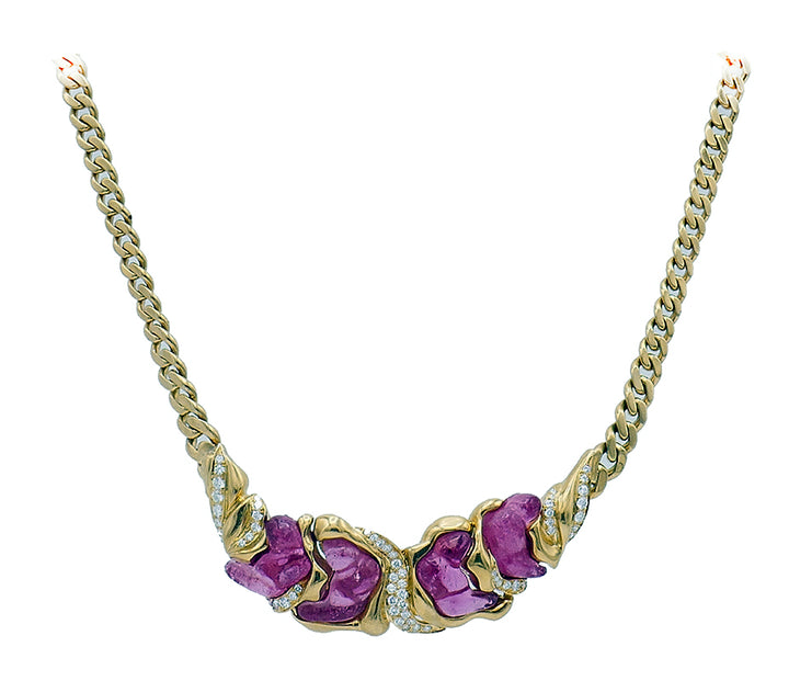 Vintage Necklace by Ansuini Italy 18k Gold Ruby Diamond