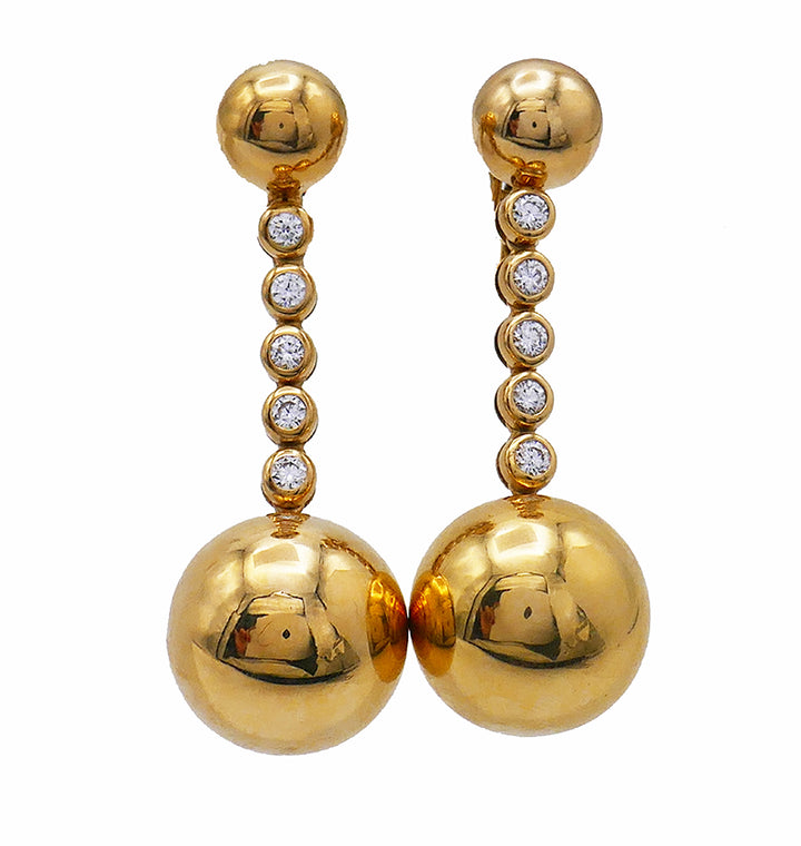 Vintage De Grisogono Earrings Boule 18k Gold Diamond