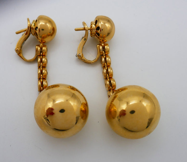 Vintage De Grisogono Earrings Boule 18k Gold Diamond