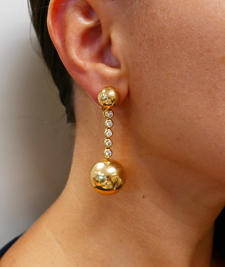 Vintage De Grisogono Earrings Boule 18k Gold Diamond